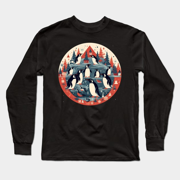 Penguin in Ornmament, Love Penguins Long Sleeve T-Shirt by dukito
